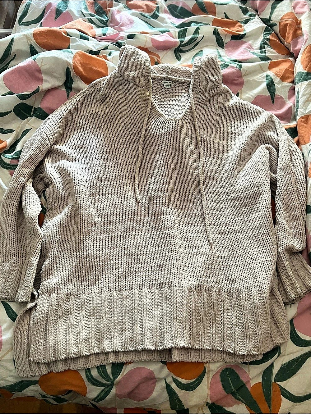 Aerie Beige Cowl Neck Knit Sweater